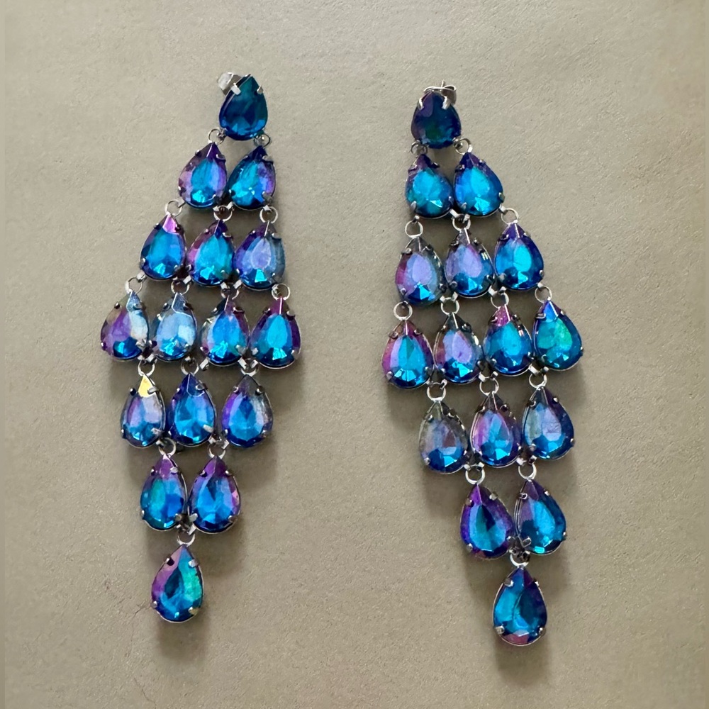 Blue & Purple Iridescent Chandelier Earrings